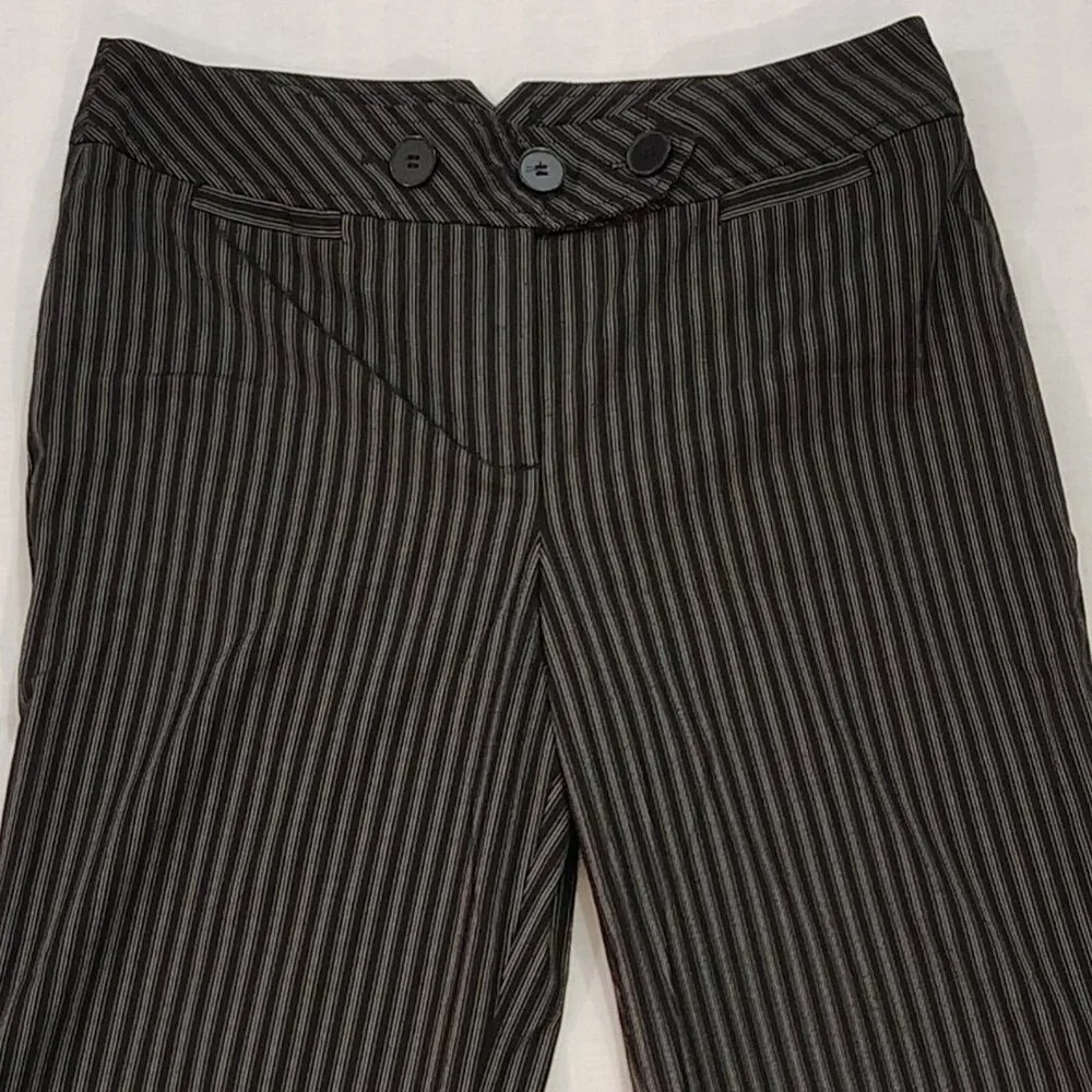 Ann Taylor Loft Julie Trouser Dress Pants Womens Size 6 Pinstripe Wide Leg Black - Picture 3 of 15